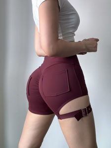 Quần Short Thể Thao Tập Yoga Cạp Cao Mùa Xuân Hè Thoáng Khí Nhanh Khô Cho Nữ Quần Bó Có Khóa Điều Chỉnh Gợi Cảm