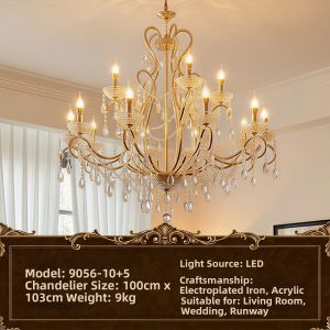 No Brand | Modern Decorative Crystal Chandelier with Iron and Electroplating