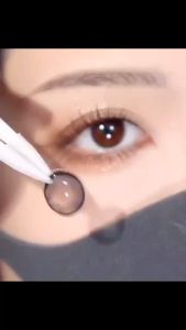 contact lenses (COD) (0.00-8.00) Kính áp tròng đen giãn ít sử dụng 1 năm tặng kèm khay đựng lens cận lens Đen 14.2mm big eye