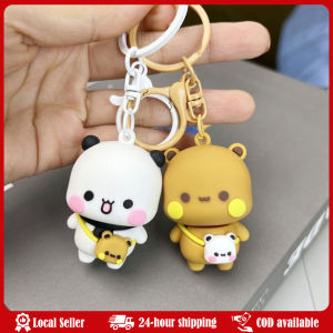 Anime Bubu Dudu Keychain for Bag Charms Cute Bear Doll Keyring Accessories Car Llaveros Porte Clé Women Wallet Chain Gift Couple Cute Panda Bubu and Yier Doll Keychain Cartoon Bear Anime Backpack Charm Couple Jewelry Gifts Doll Pendant