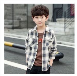 Áo Sơ Mi Trẻ Trung Cho Bé Trai Mùa Xuân Thu Dài Tay Cotton Nguyên Chất Kẻ Caro Thời Trang Cho Bé Trai