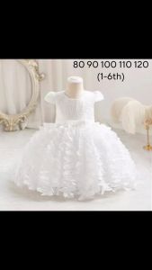 DRESS PESTA ANAK BAYI BALITA IMPORT MURAH BAPTIS PUTIH TILLE