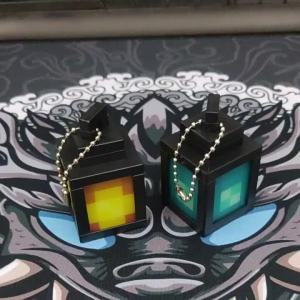 Bandai | Minecraft Lantern Keychain Mini Led Glowing Pixel Model Portable Pendant Backpack Decor Night Light For Game Enthusiasts