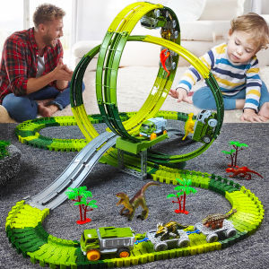 Magic Climbing Track Dinosaur Train Flexible Track Playset Create a Dinosaur World Road Race for Boys 3-9 Years Old Gift