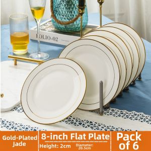 Golden Rim Multi-use Bone China Plate Microwave Safe