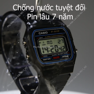 Đồng Hồ Chiến Sĩ F91 Pin Lâu 7 năm Chống Nước Tuyệt Đối Chuông To Đèn Sáng Made In Malaysia C1