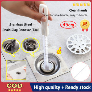 Drain Cleaner 45cm Long Hair Catcher Cleaning Tool Sink Dredge Pipeline Cleaner for Bathroom Kitchen Tube Sink Basin Free Bending Anti-Blocking Cleaning Hook Pipe Dredger