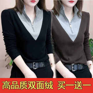 Áo Sơ Mi Cổ Đứng Lót Lông Cừu Hai Mặt Ấm Áp Mùa Thu Đông Mới Đa Năng Ôm Vừa Vặn Tự Làm Nóng Chất Liệu Cotton Pha Trộn