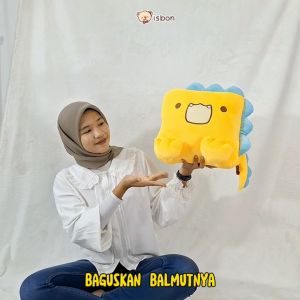 Balmut bantal selimut traveling anak bayi motif dino warna kuning bahan premium karakter dinosaurus yang cocok untuk balmut perjalanan kendaraan di mobil ataupun kereta api-istana boneka