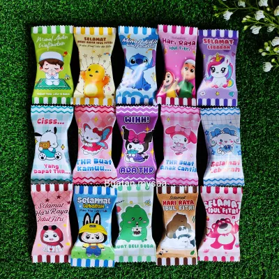 (ISI 10) Amplop Lebaran Idul Fitri Permen Snack Kartun Lucu / Angpau THR Unik Viral