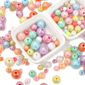6-14mm 20-200pcs/bag Acrylic Plating Candy Color Round Loose Beads For DIY Jewelry Making Accessories