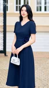 Đầm nữ thiết kế thanh lịch sang trọng chất liệu Cotton lạnh Hàn Quốc êm dịu trên da thương hiệu Thiều Hoa DD4L0327