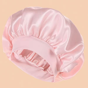 1pc Womens Solid Color Satin Wide-Brimmed Shower Cap Suitable For Daily Use Silk Bonnet Satin Bonnet