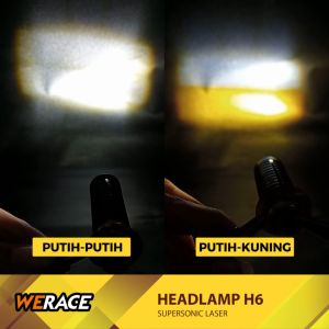 WERACE LED H6 Supersonic Laser D2 2 Warna Model Bebek PNP Putih Kuning 12V Cahaya Lebar Tahan Lama