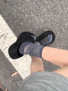 Womens Thick Heel Summer Slippers Outdoor Wear EVA Comfortable Flat Sandals High Heel Casual Style Daily Use Pure Color