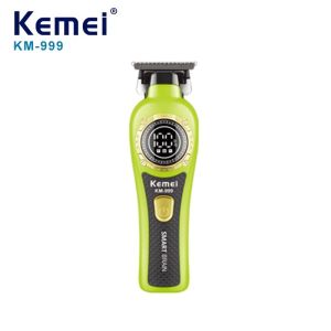 Kemei KM-999 Hair Trimmer for Men DLC T-Blade Zero Gapped LED Display Cordless USB Professional Hair Clipper Finishing Machine