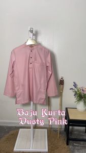 NEW Design Baju Kurta Brand Sempurna Dusty Pink Regular Slim Fit Cotton Sedondon Baju Raya - D015K / KD