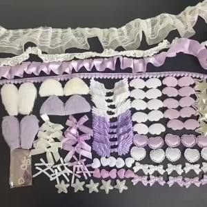 EELHOE | Gothic Lolita DIY Bow Lace Appliques Kit Decorative Trim Set for Cake Topper Decoration Party Event Craft