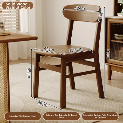 Solid Wood Dining Chair with Backrest Space-saving