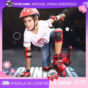 7 In 1 Roller Skating Safeguard Set Helmet Knee Elbow Wrist Pads for Kids Beginner Boys Girls Outdoor Sports Protective Gear Kit for Scooter Skateboard Bicycle