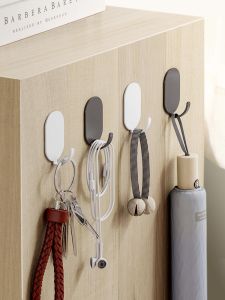 MONLEYTA | Strong Adhesive Kitchen Bathroom Wall Mounted Hook Heavy Duty Stick On Coat Hanger For Dormitory Bedroom Wardrobe Storage Hook