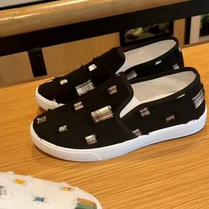 Giày lười nữ vải mềm đế cao su êm chân cao 2cm
