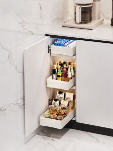 Kitchen Cabinet Pull out Basket Drawer Style Small Size Snack Internal Shelf No Drilling Spice Storage Box Organizer Rack