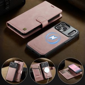 Ốp Điện Thoại Ví Da 2 Trong 1 Có Thể Tháo Rời Tích Hợp Giá Đỡ Sách Hỗ Trợ Magsafe Cho iPhone 17/16/15/14/13/12 Pro Max - Có Ngăn Đựng Thẻ Từ Tính Chống Sốc Chống Trầy Xước