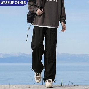 American Style Pure Color Loose Wide Leg Straight Trousers
