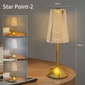 LED Crystal Table Lamp Touch Sensor Desk Light Rechargeable 3 Colors Dimmable For Bar Hotel Bedroom Ambient Decor Lighting