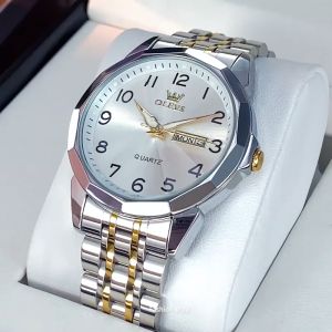 OLEVS Jam Tangan Pria Otomatis Dewasa 2024 Tahan Air Bercahaya Kalender Digital Dial Stainless Steel Jam Tangan Cowok Original Import