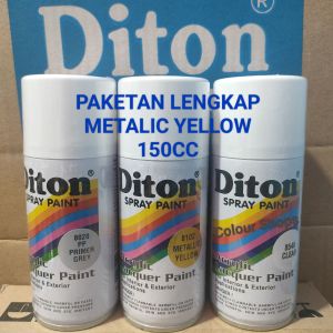 Pilok Cat Diton Metallic Yellow 8102 Primer Grey Epoxy 8020 Clear 8540 Paketan Kuning metalik 3 klg 150cc Pilox Cat Semprot Diton Spray Paint