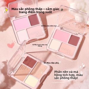 Phấn Má Hồng Đa Màu 4 Màu Phấn Má Hồng Đa Chức Năng 3 Trong 1 Phấn Má Hồng Nữ Phấn Má Hồng Che Khuyết Điểm Phấn Má Hồng Lâu Trôi