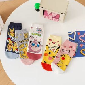 Bandai | 5 Pairs of Japanese Style Novel Cartoon Pok é Mon Couple Knitted Socks Summer Lightweight and Breathable Invisible Boat Socks