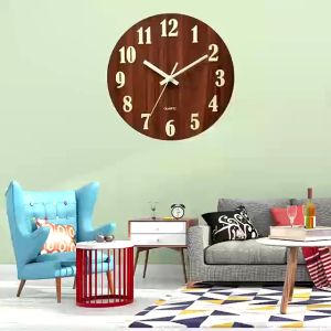 12 Inch Wooden Wall Clock Luminous Silent Non-Ticking Bedroom Home Decor Gift Souvenir