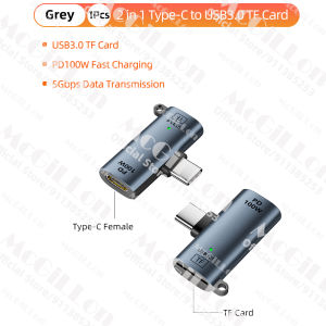 Bộ Chuyển Đổi OTG 2 Trong 1 PD100W USB C Bộ Sạc Type C Đực Sang Đầu Đọc Thẻ Nhớ TF3.0 Cho Điện Thoại Máy Tính Bảng Máy Tính Xách Tay