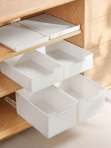 Kitchen Cabinet Pull out Tray Rack Multi Layer Storage Box Drawer Organizer Modern Simple Style Plastic Kitchen Storage Solution