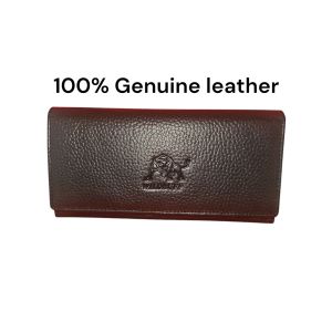 [SG Seller]WILDBUFF womens genuine leather purse in trendy black/maroon.