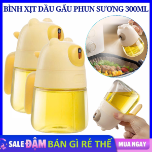 Bình Xịt Dầu Phun Sương 300ML - Bình Đựng Dầu Ăn Nước Mắm Thủy Tinh Hình Gấu Xịt Phun Sương Cho Nồi Chiên Không Dầu / Chai Xịt Dầu Phun Sương HÌNH CHÚ GẤU Cao Cấp Dễ Thương