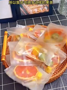 青桔柠檬西柚百香果茶 水果茶 冷泡茶 Kumquat lemon passion fruit tea green orange passion fruit slices small lime mixed tea bag flower tea 屿花堂