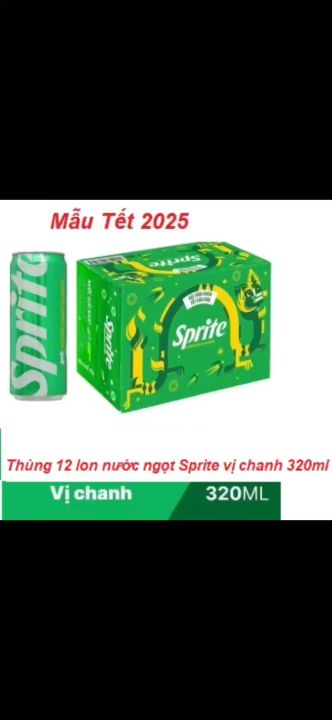 (Mẫu tết 2025) Thùng 12 lon nước ngọt Sprite vị chanh 320ml/lon | Lazada.vn