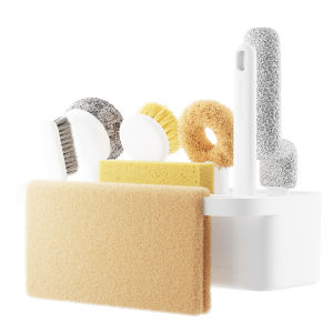 Kitchen Cleaning Set Six-Piece Pot Scrubber Sponge Dish Brush Cup Brush Stove Dirt Removal Cleaning Brush Storage Organizer