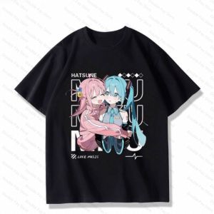 Bandai | Anime Hatsune miku Gotoh hitori T Shirt Love Music Graphic Tee Casual Plus size Short Sleeve Tops Mens Shirts Woman t-shirts