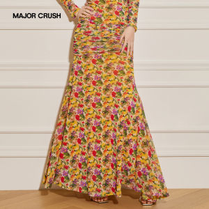 Retro Romantic Floral Design High-Waisted Mermaid Skirt