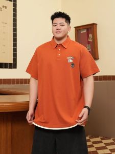 Trendy plus Size Mens Polo Shirt Loose Fit Short Sleeve Turn-down Collar Summer Casual Wear Comfortable Breathable Big Brand