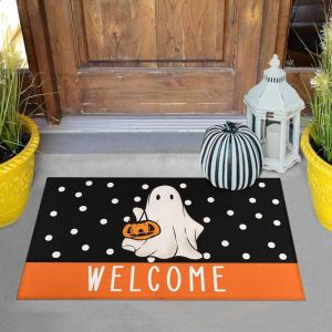 Halloween Ghost Pumpkin Door Mat Spooky Non-Slip Entry Rug Aesthetic Porch Front Door Carpet Vintage Party Home Decor