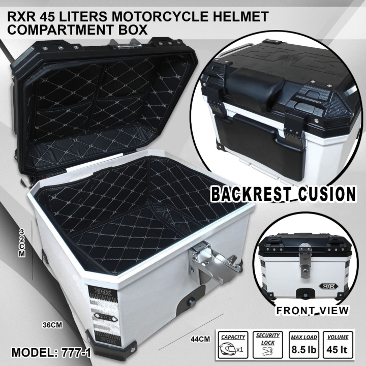 YAMAHA MIO GRAVIS WHITE Compartment Box Helmet Box TOP BOX With Back ...