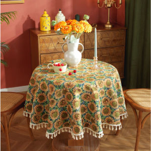 American Style Sunflower Oil Painting Tablecloth Dustproof