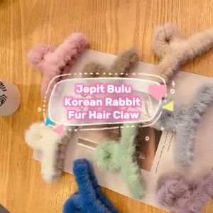 Jedai Rambut Korea Jepit Bulu Korean Rabbit Fur Hair Claw Accessories PREMIUM