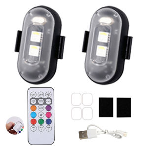 2/4/6PCS LED Emergency Warning Lights with Remote Control 7 Colors USB Rechargeable Car Flashing Light for Car Moto Drone Bike